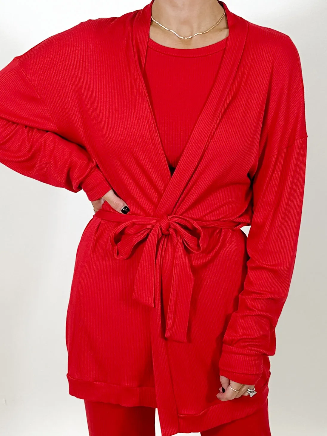 Downtime Ribbed Robe | Cherry |  Plus Available | FINAL SALE