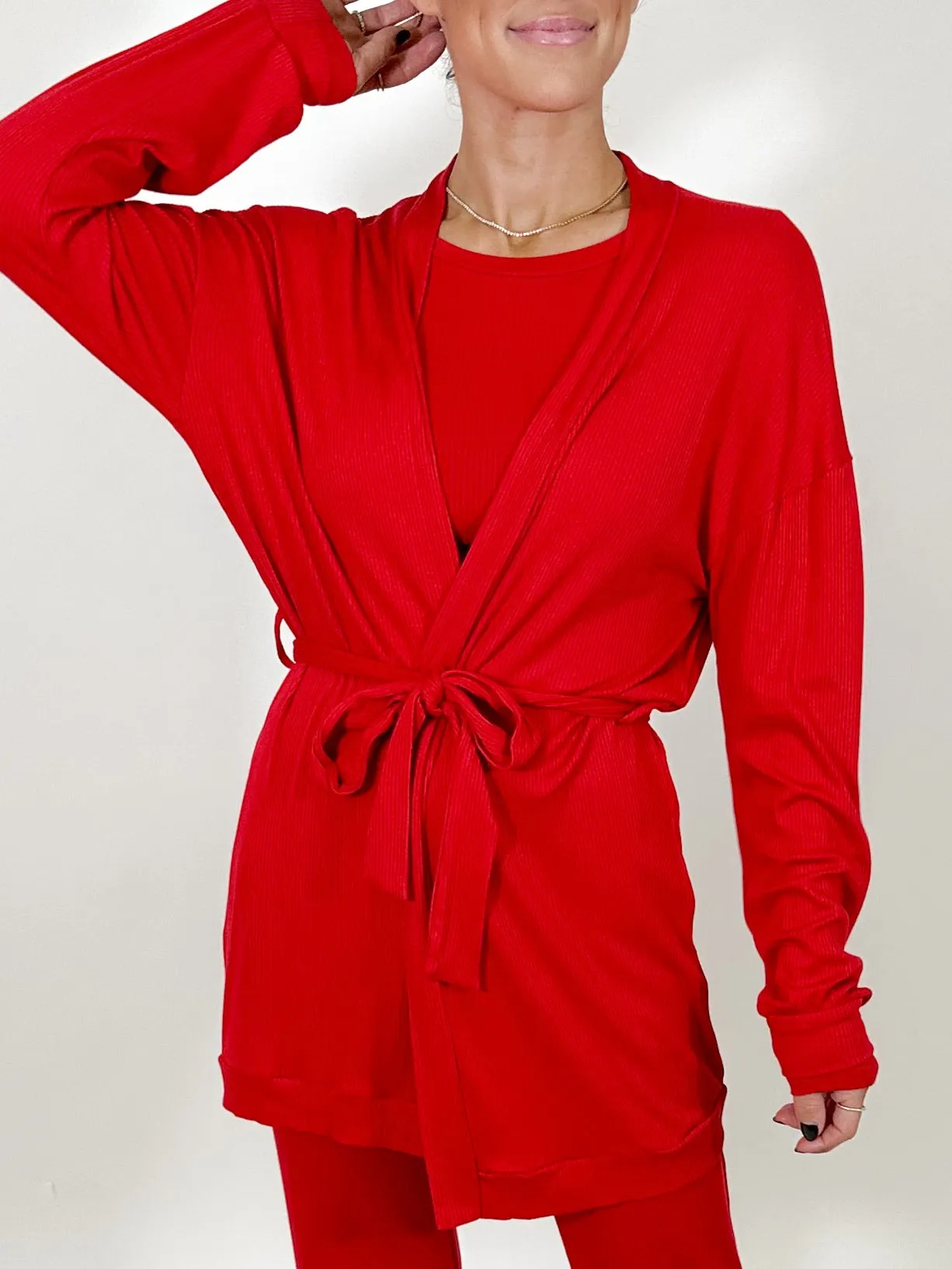 Downtime Ribbed Robe | Cherry |  Plus Available | FINAL SALE