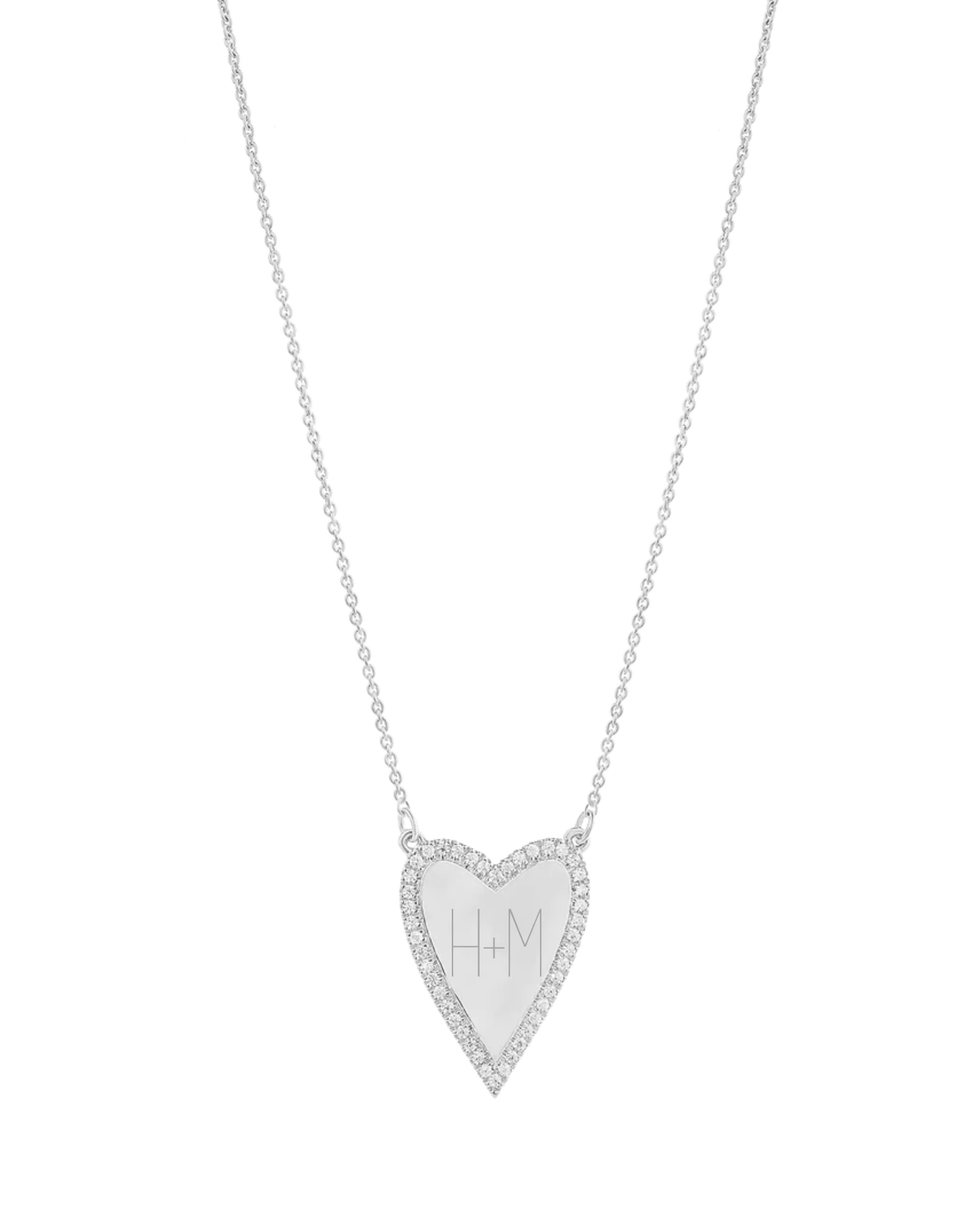 Engravable Outlined Heart Diamond Necklace - 18K Rose Vermeil