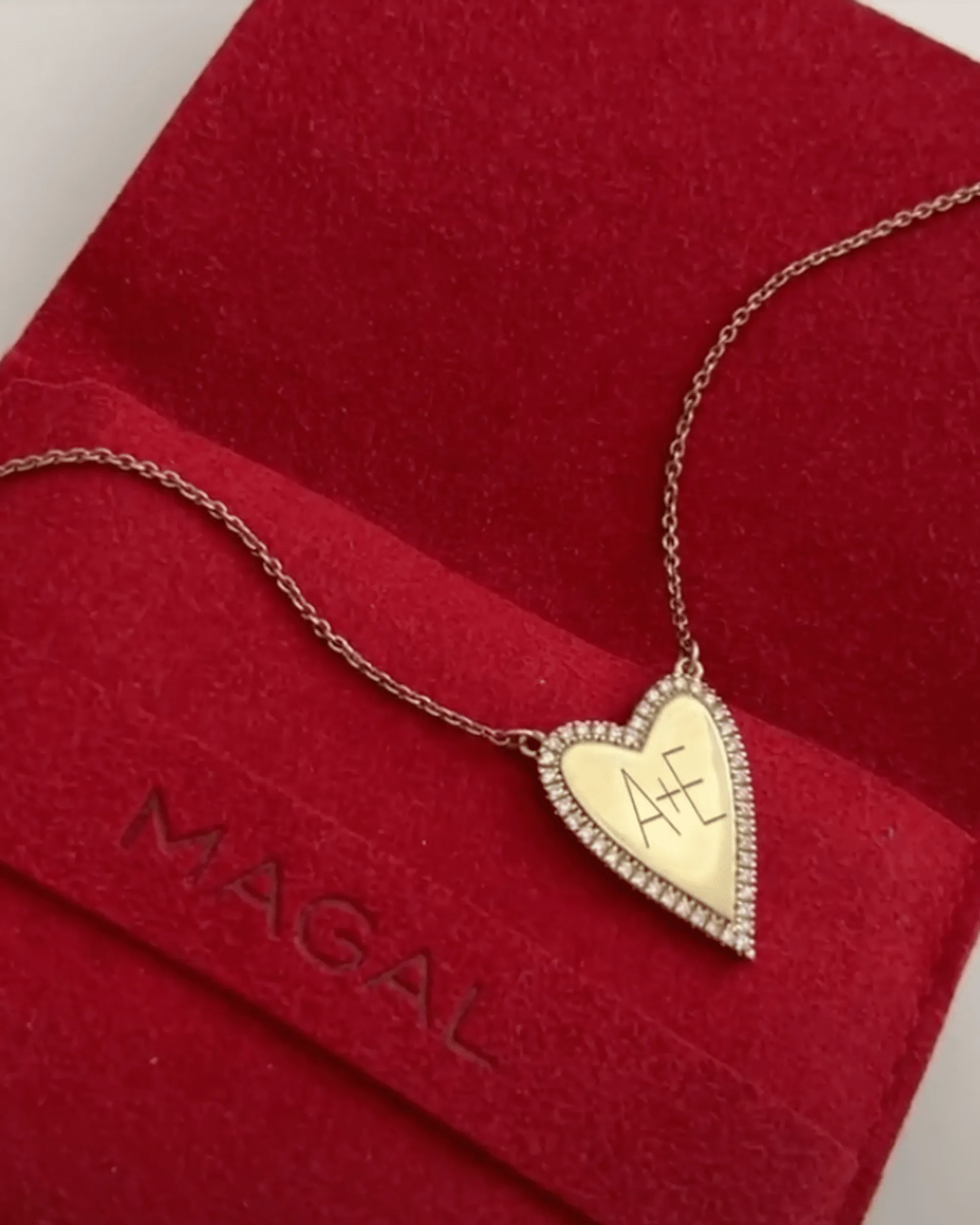 Engravable Outlined Heart Diamond Necklace - 18K Rose Vermeil