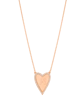 Engravable Outlined Heart Diamond Necklace - 18K Rose Vermeil