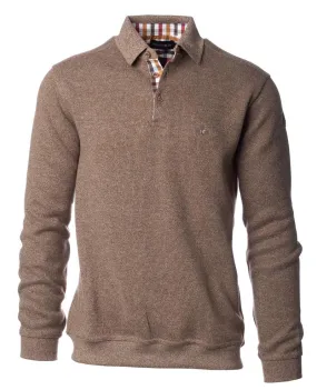 Ethnic Blue Polo Sweater, Chestnut