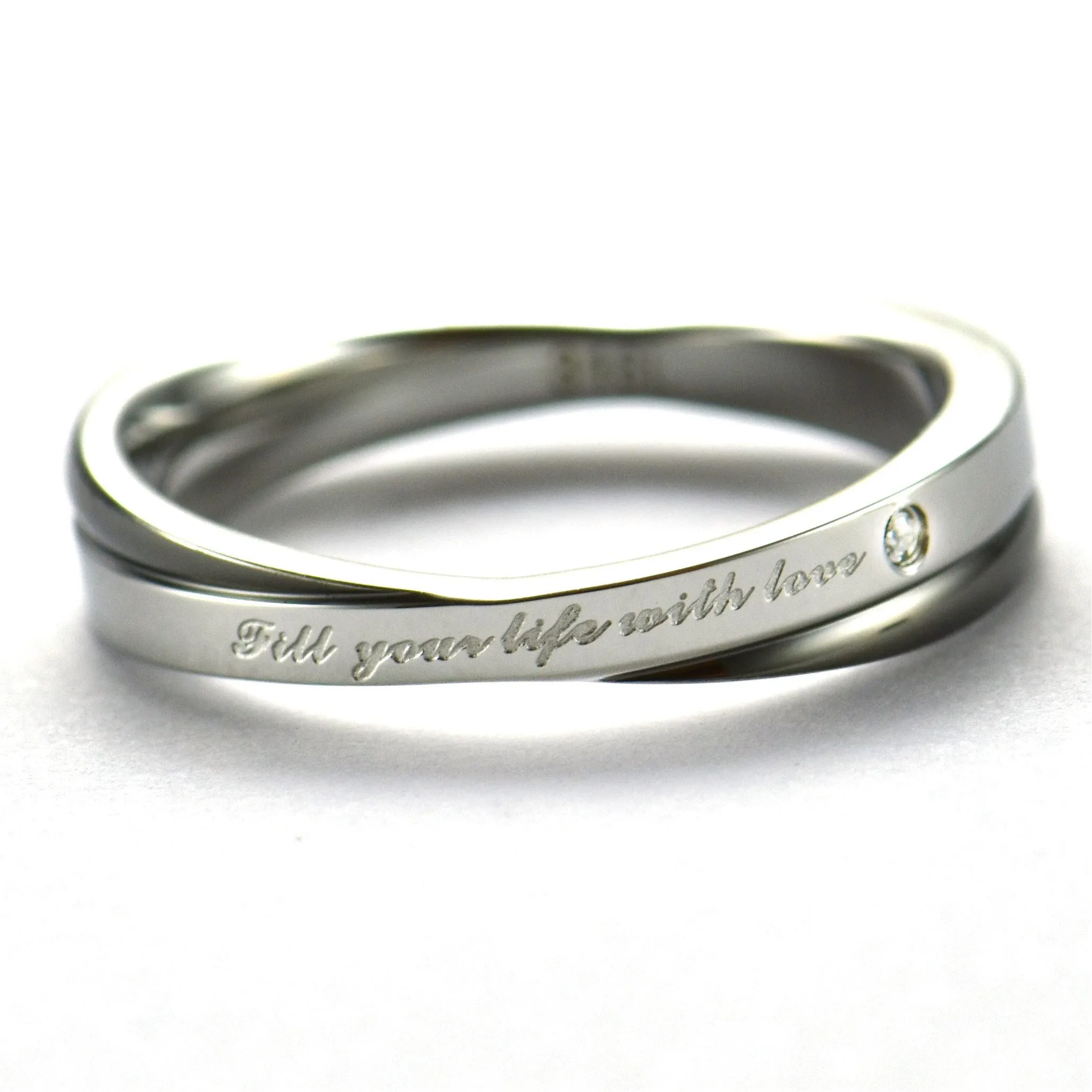 Fill your life with love stainless steel couple ring