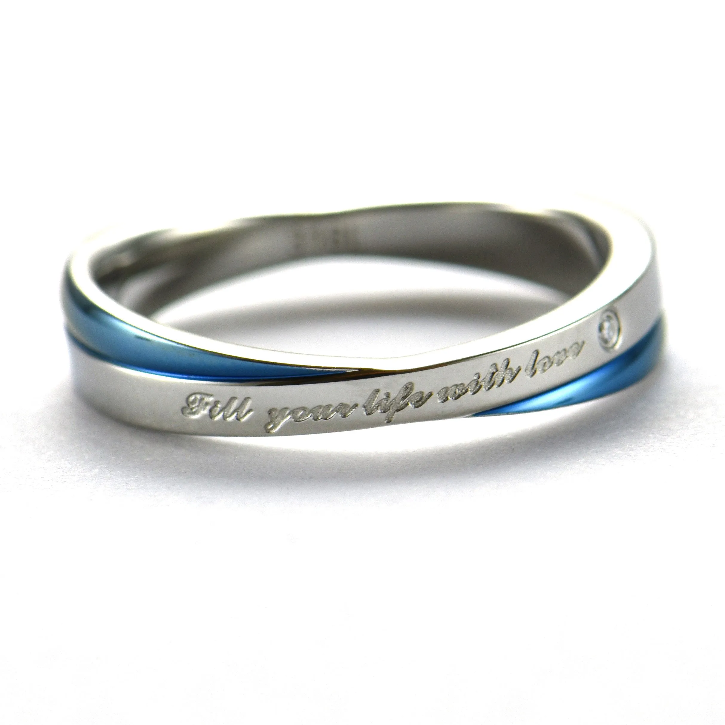 Fill your life with love stainless steel couple ring