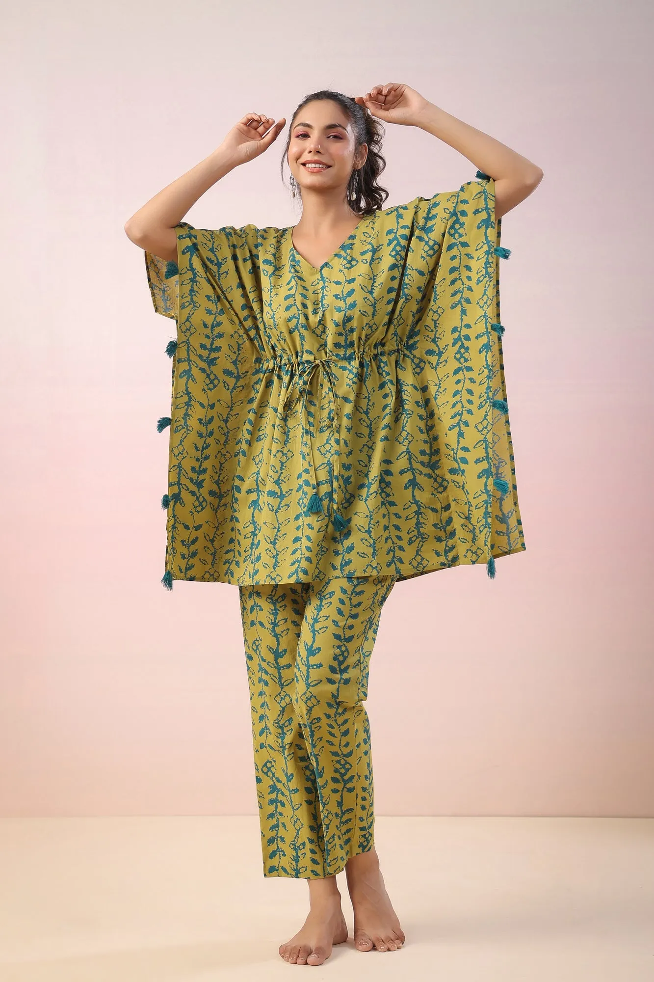 Flowing Leaves Kaftan Co-ord Set