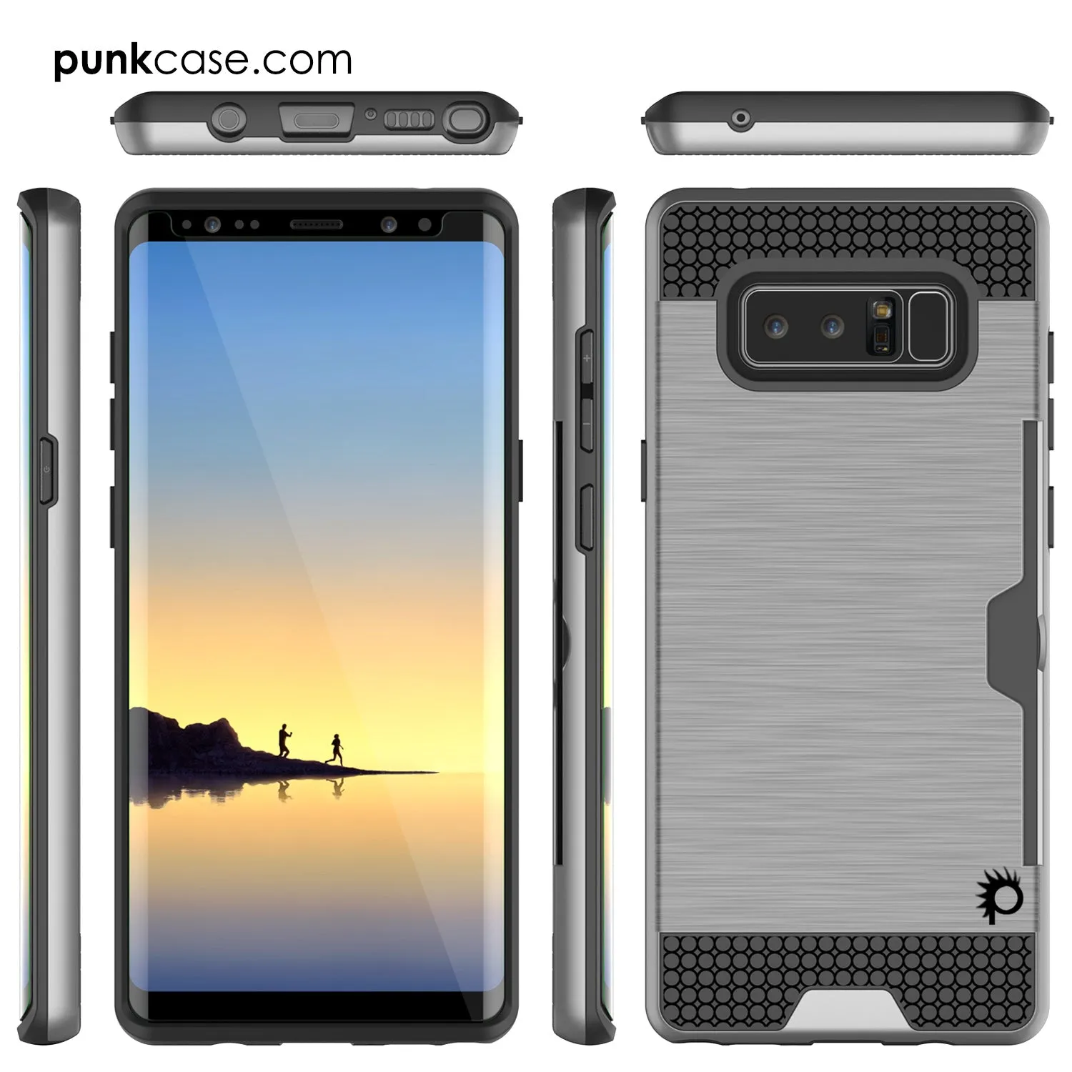 Galaxy Note 8 Dual-Layer Ultra Screen Protector Case W/ Card Slot [Grey]