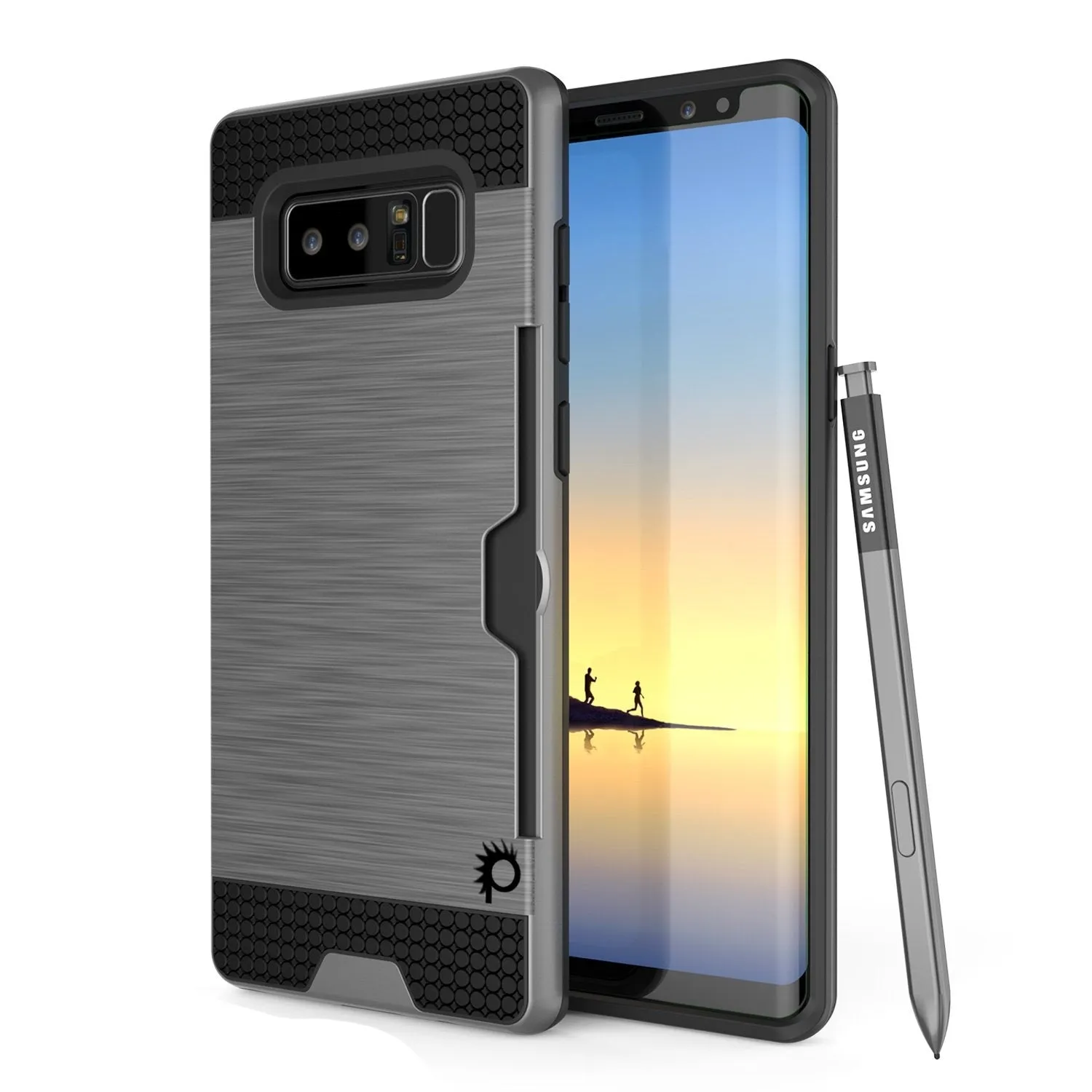 Galaxy Note 8 Dual-Layer Ultra Screen Protector Case W/ Card Slot [Grey]