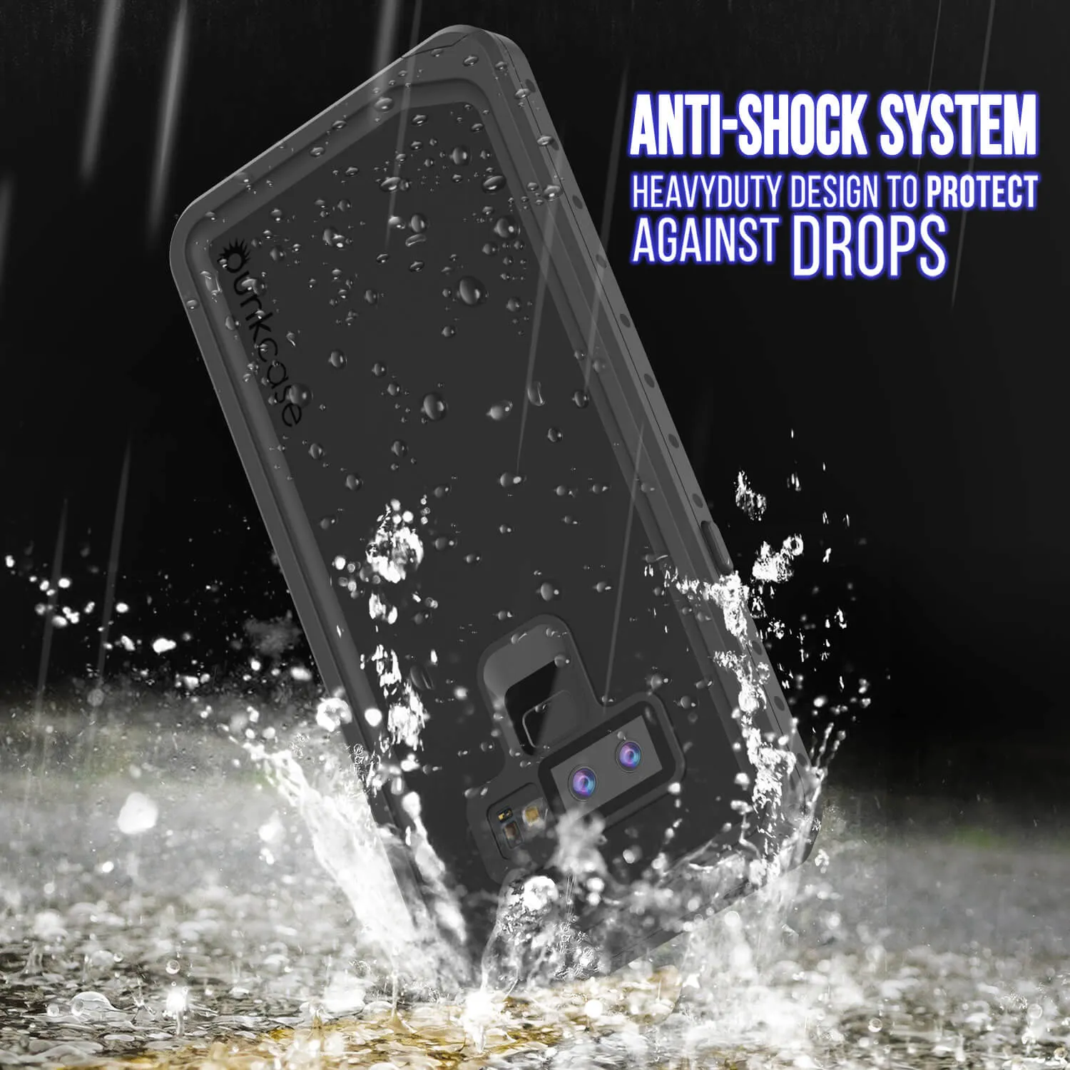 Galaxy Note 9 Waterproof Case, Punkcase Studstar Black Thin Armor Cover