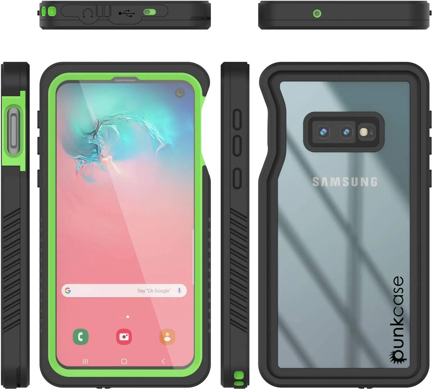 Galaxy S10e Water/Shockproof Screen Protector Case [Light Green]