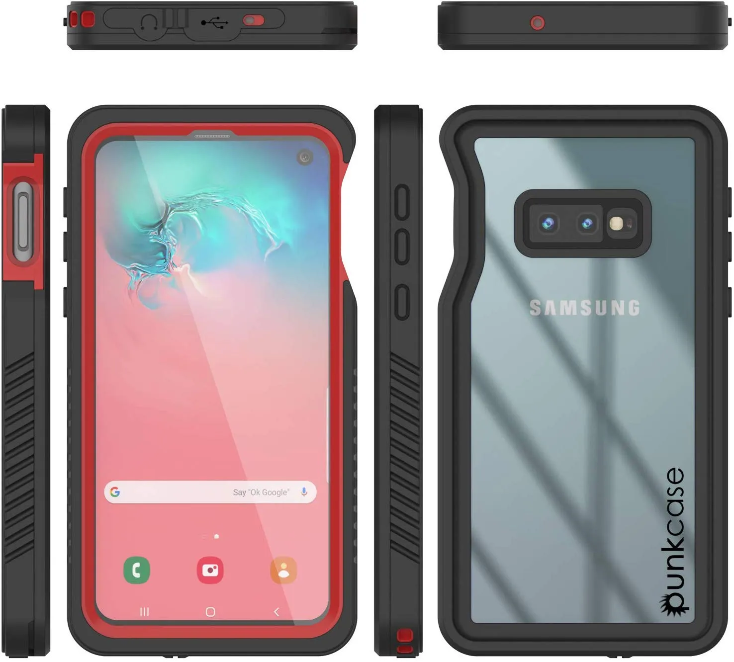 Galaxy S10e Water/Shock/Snowproof Slim Screen Protector Case [Red]