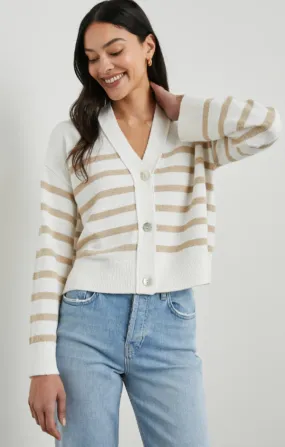 Geneva Cardigan in Sand Stripe