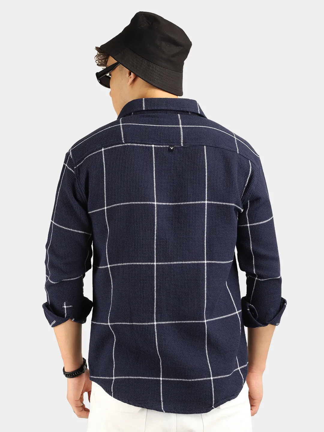 Gentalnetlik texture Navy Checked Shirt