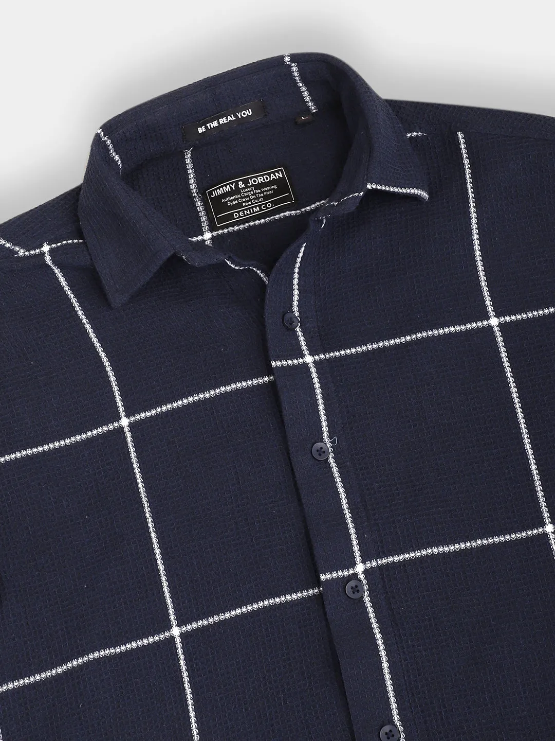 Gentalnetlik texture Navy Checked Shirt