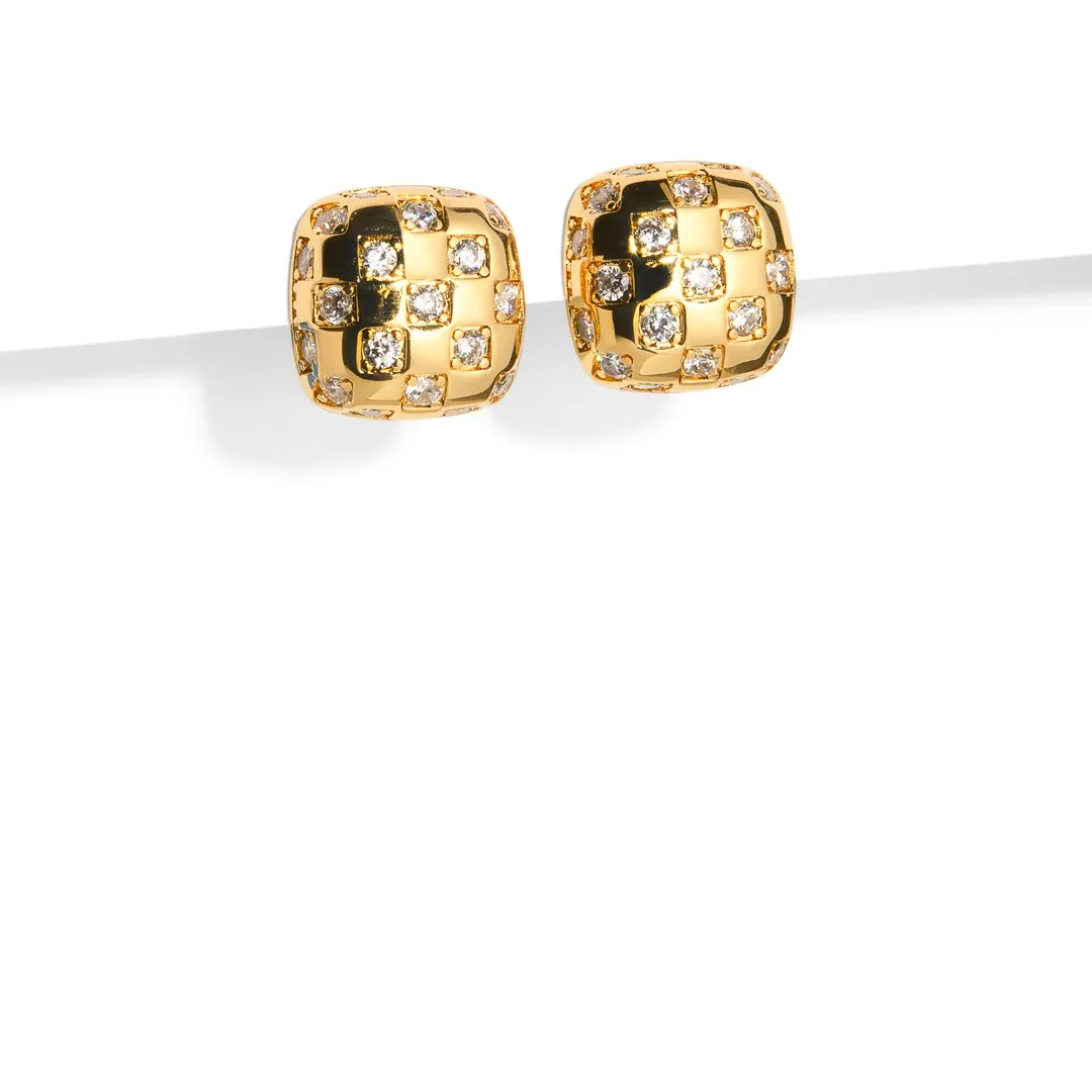 GOLDEN SPARK CHECKERED EARRINGS