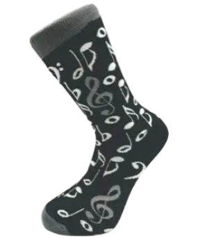 Grey and White Music Notes Socks