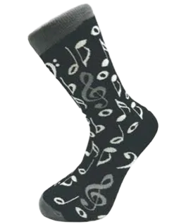 Grey and White Music Notes Socks