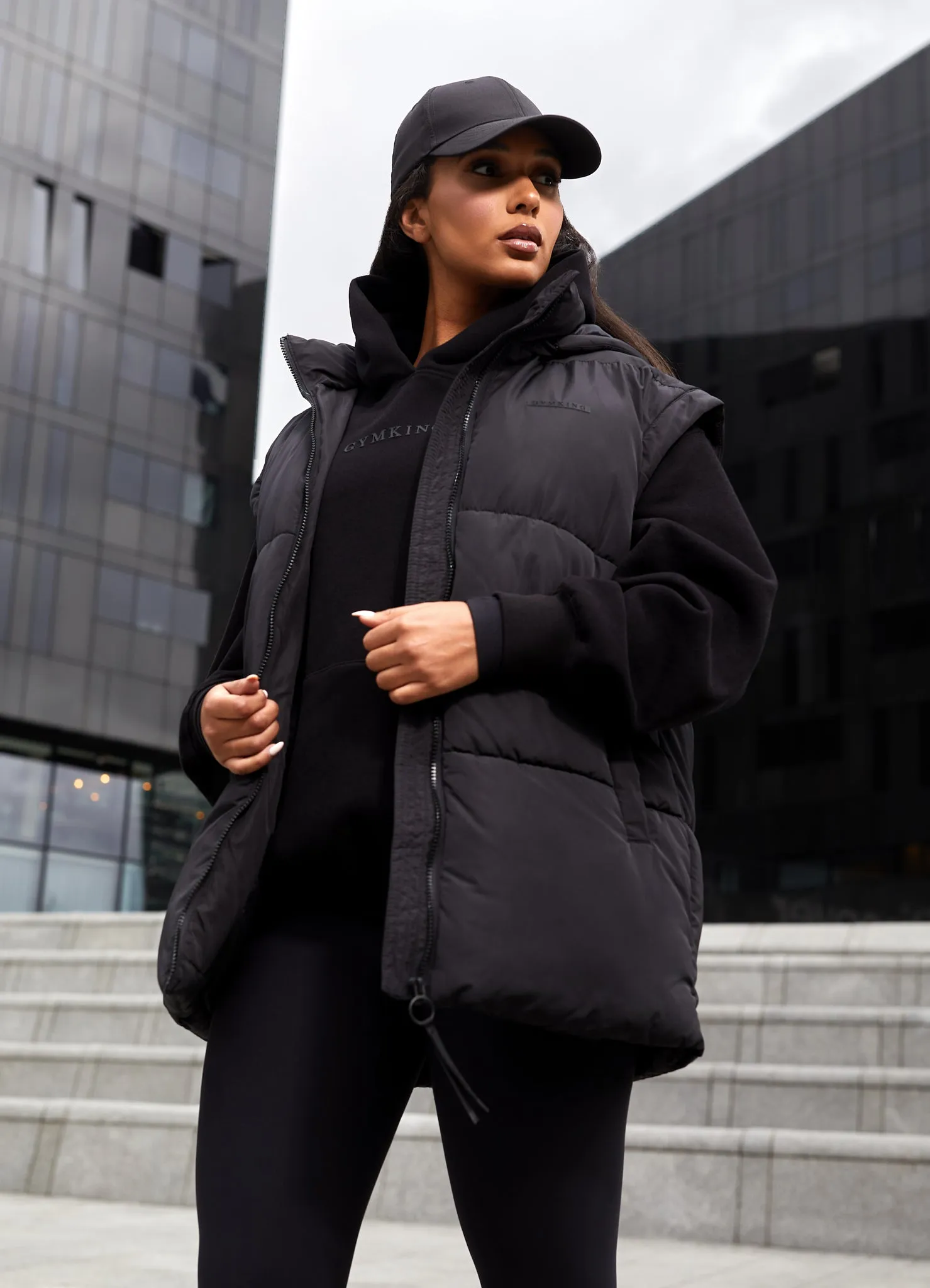 Gym King Align Oversized Gilet - Black