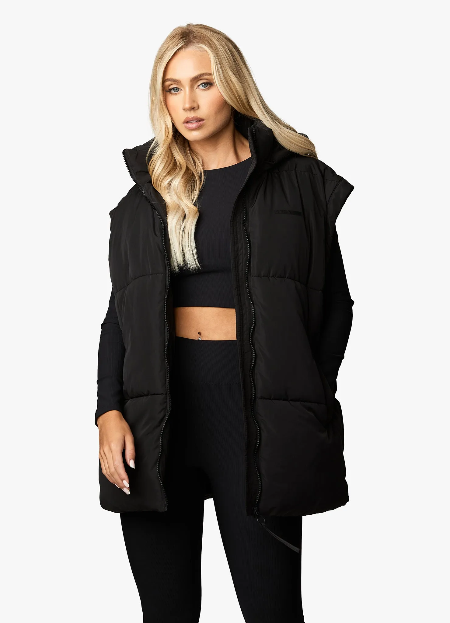 Gym King Align Oversized Gilet - Black