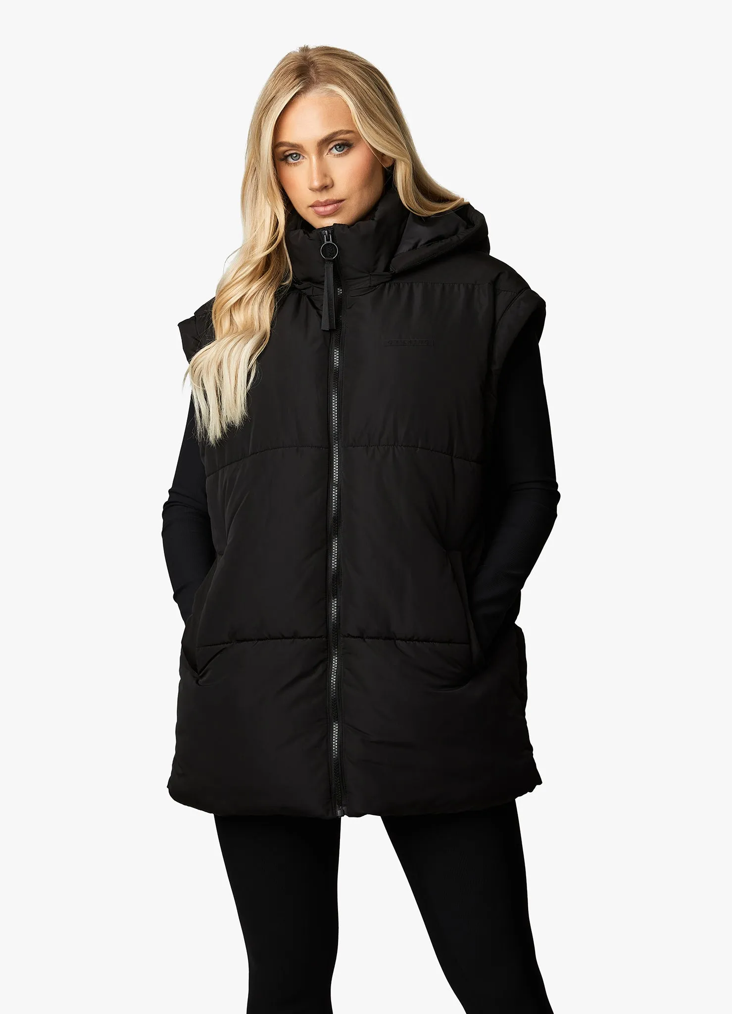 Gym King Align Oversized Gilet - Black