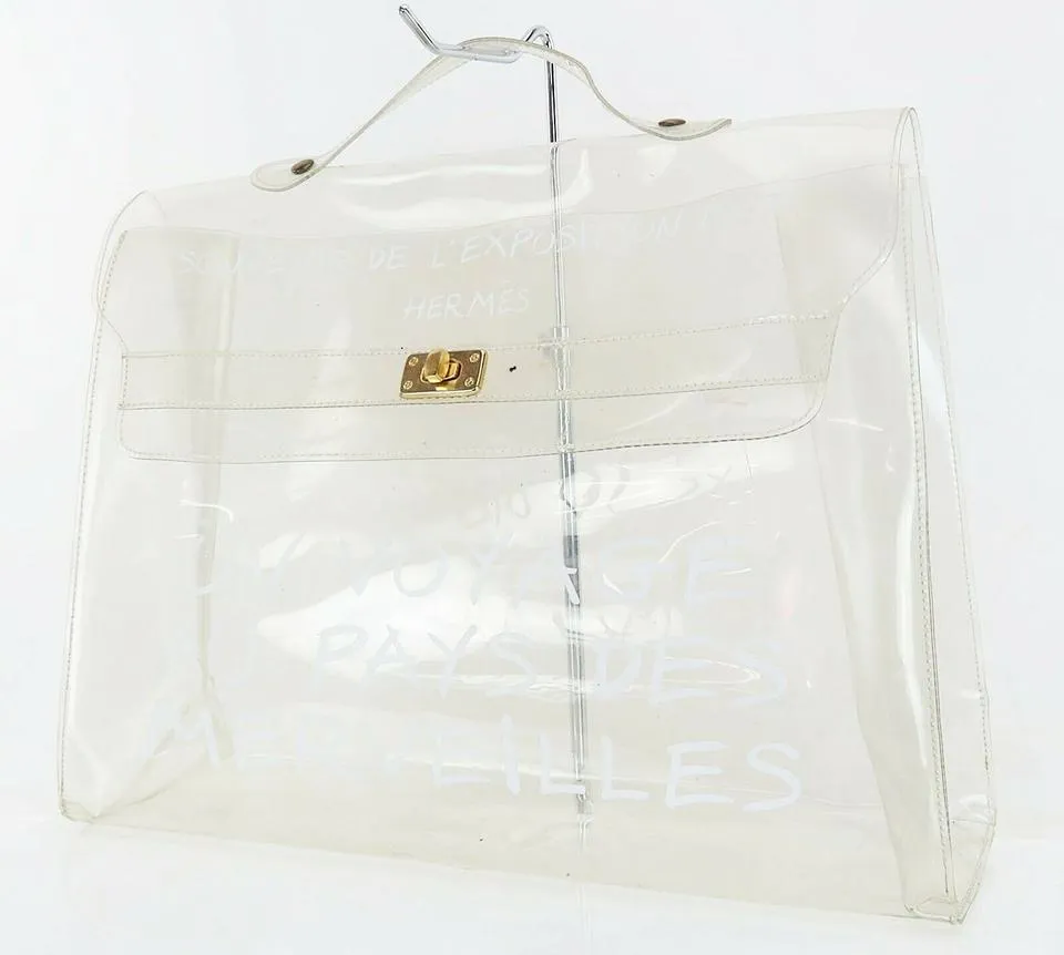 Hermès Kelly L Souvenir De L'exposition Clear Vinyl Beach Bag