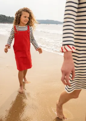 Hérouville sailor striped shirt for kids - with ruffles cuffs (ECRU/MARINE/TULIPE)