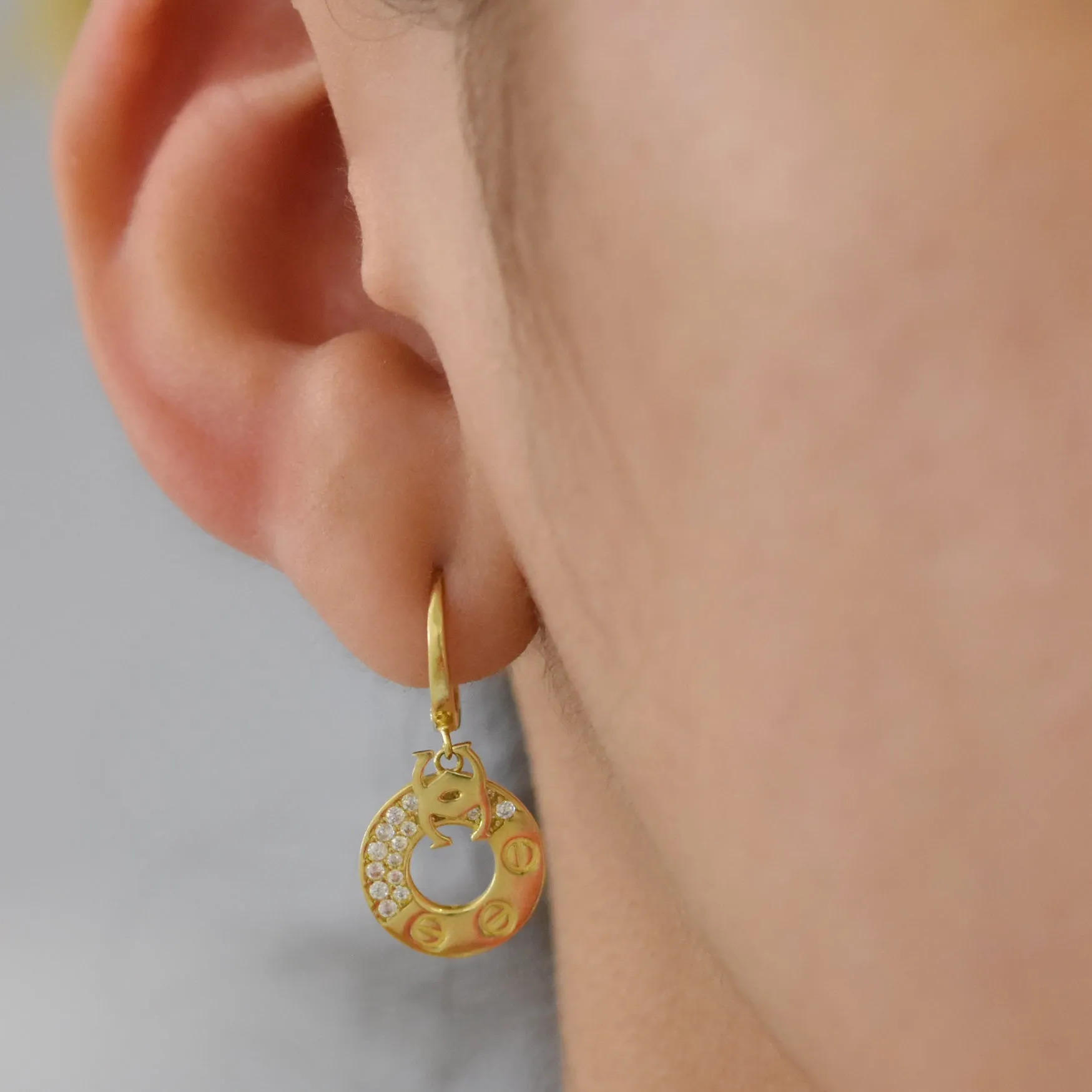 Juego Cadena y Dije  Aretes Oro Italiano