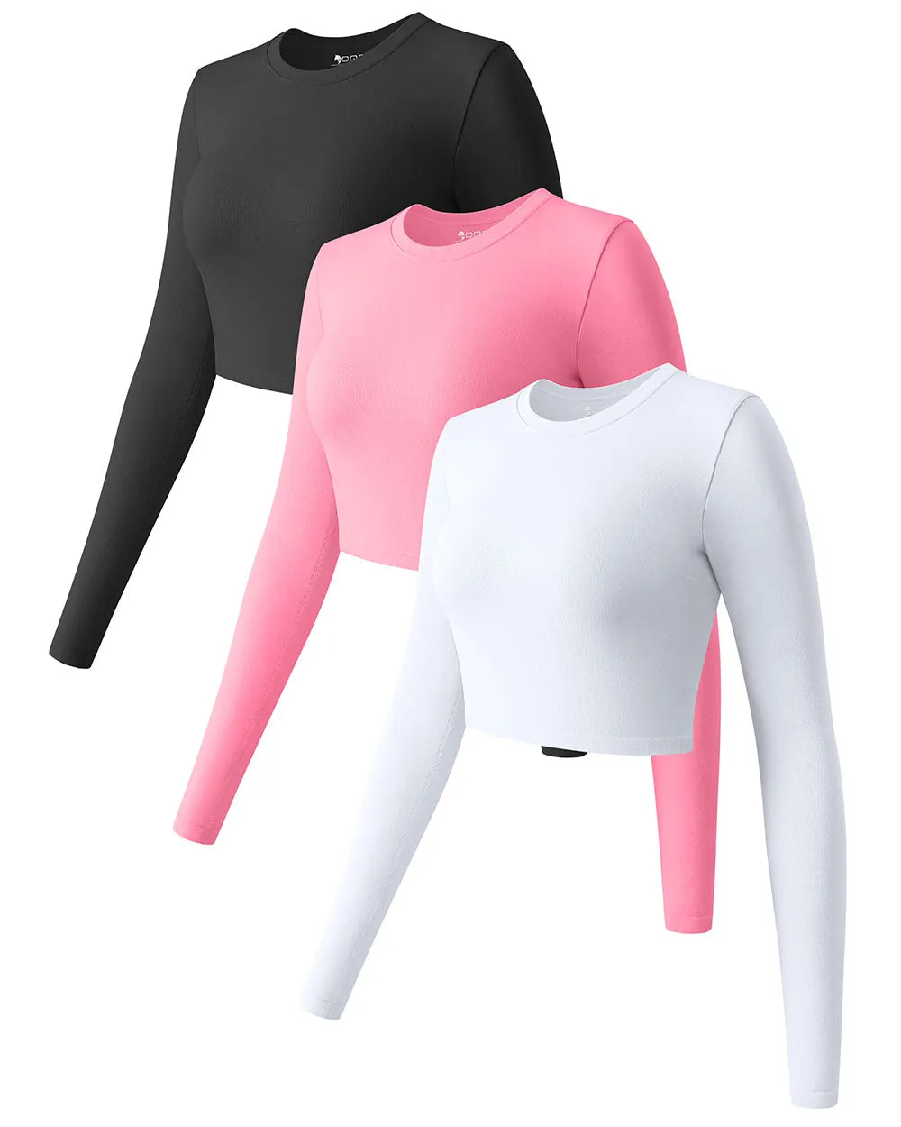 Long Sleeve Crew Neck Shirts Crop Tops