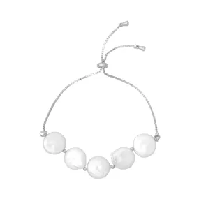 LUCIA PEARL PULL TIE BRACELET SILVER