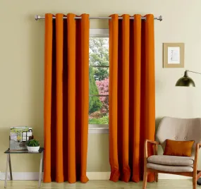 Lushomes blackout curtains 9 feet, Orange Door Curtains with 8 Metal Eyelets, curtains & drapes, Parda, 9 feet curtains, long door curtains 9 feet (54 x 108 inches, single pc)