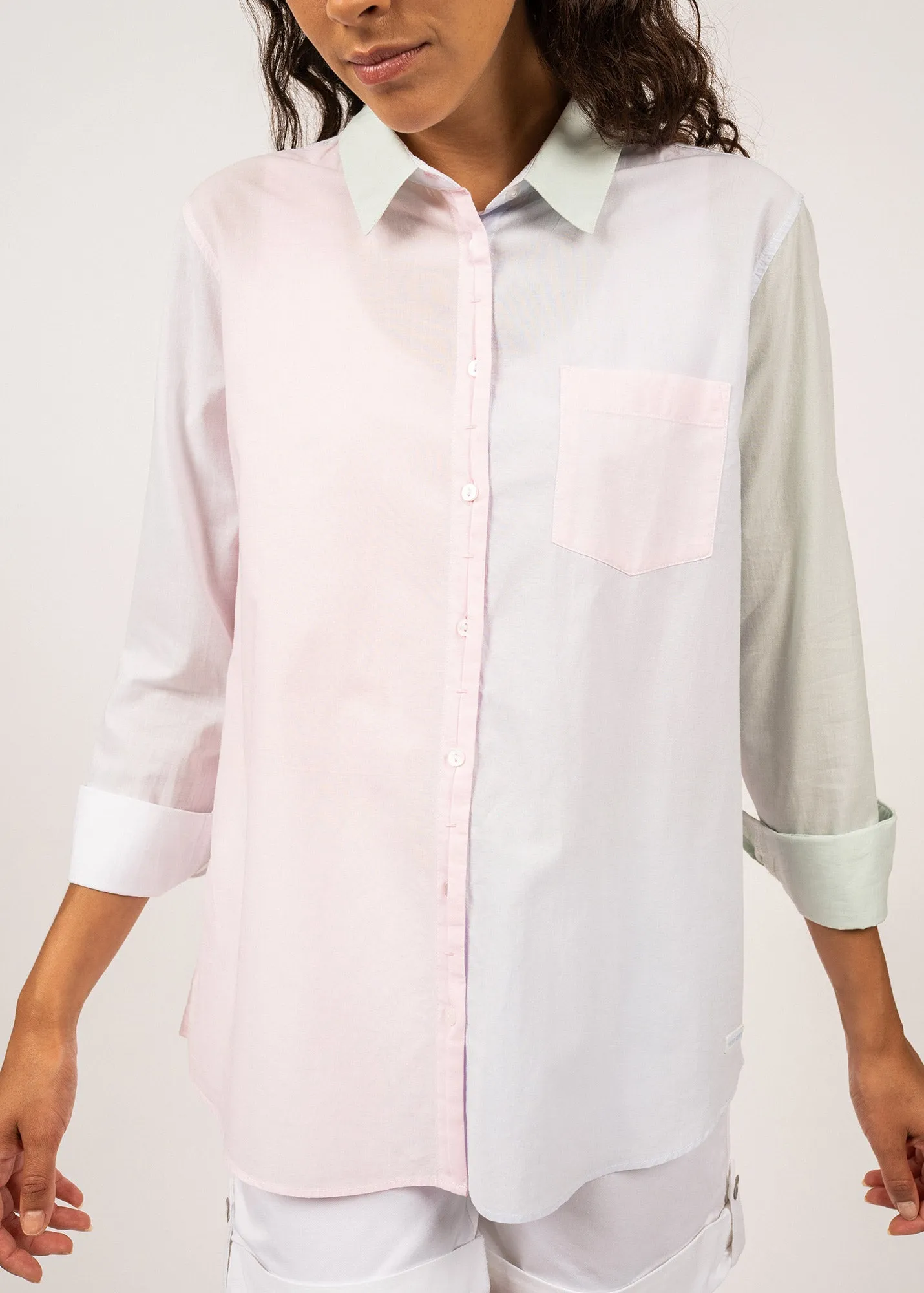 MARTA - Color-Block Shirt With Long Sleeves | 100% Cotton (MULTICO)