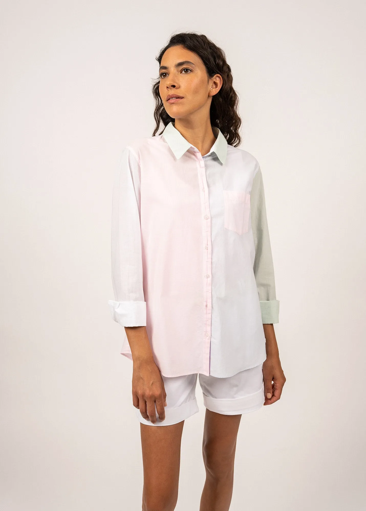 MARTA - Color-Block Shirt With Long Sleeves | 100% Cotton (MULTICO)