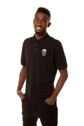 Mens Essential Chest Skull Black Polo