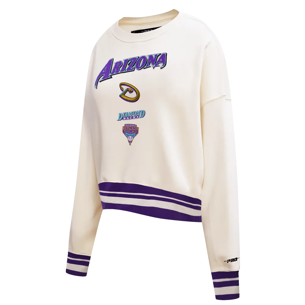 MLB ARIZONA DIAMONDBACKS RETRO CLASSIC WOMEN'S RIB CREWNECK (EGGSHELL/ PURPLE)