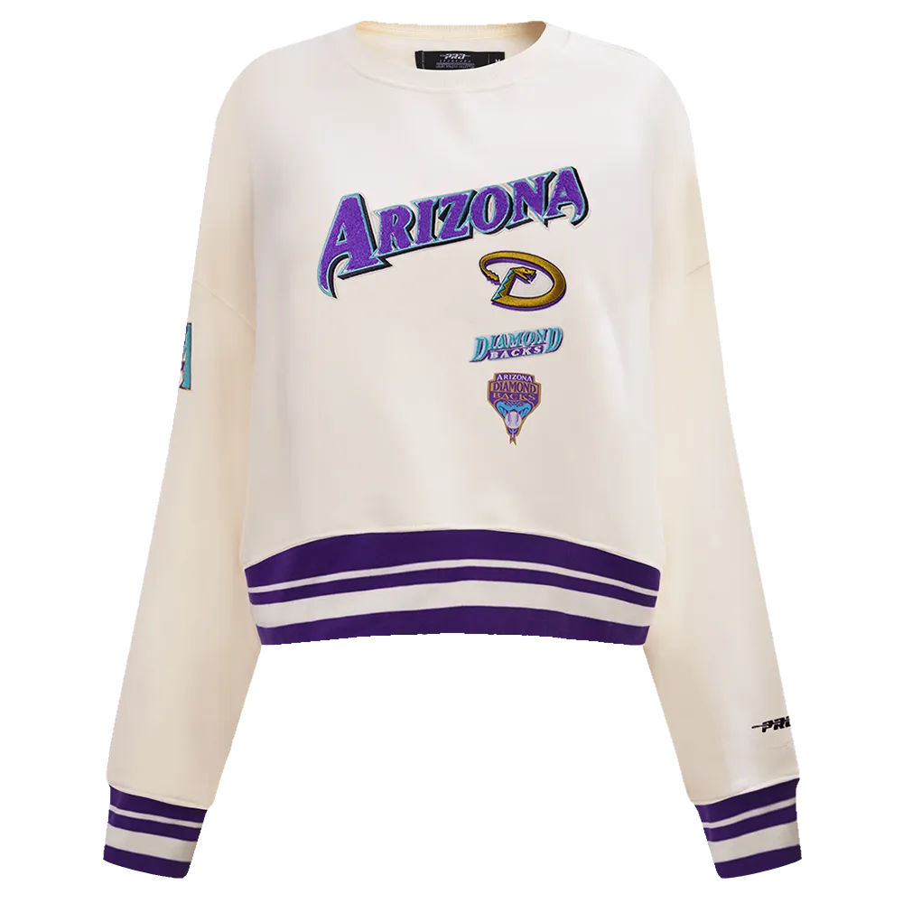 MLB ARIZONA DIAMONDBACKS RETRO CLASSIC WOMEN'S RIB CREWNECK (EGGSHELL/ PURPLE)