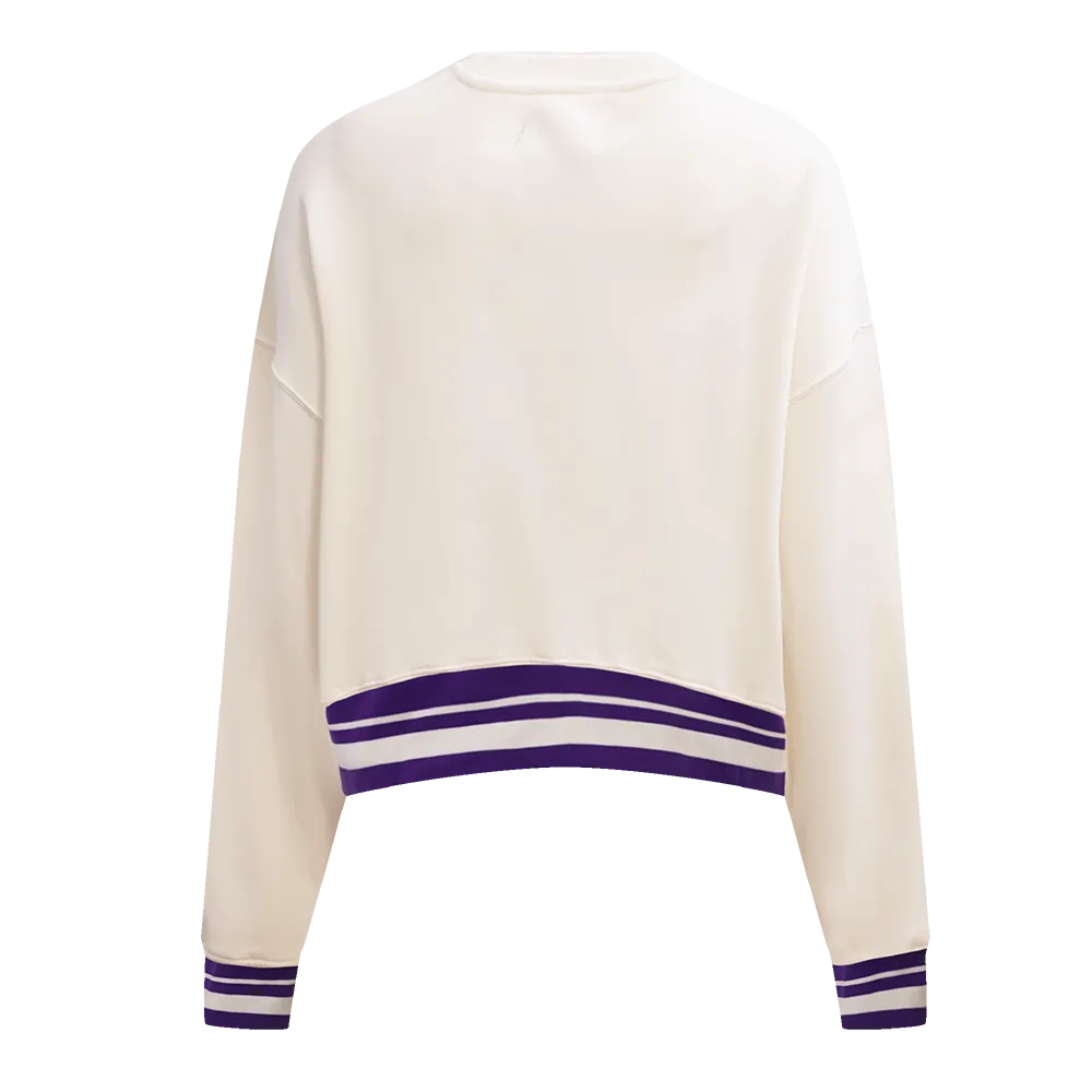 MLB ARIZONA DIAMONDBACKS RETRO CLASSIC WOMEN'S RIB CREWNECK (EGGSHELL/ PURPLE)