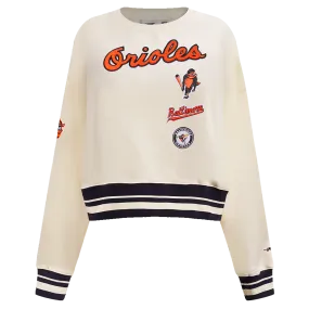 MLB BALTIMORE ORIOLES RETRO CLASSIC WOMEN'S RIB CREWNECK (EGGSHELL/ BLACK)