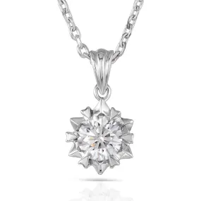 Moissanite Necklace Platinum Plated Silver 1ct Total