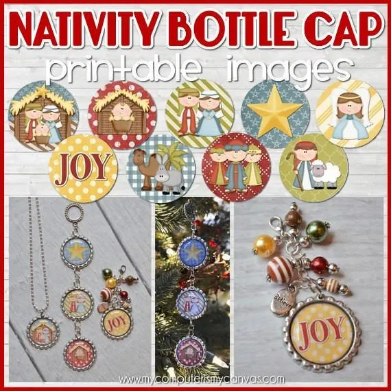 Nativity Bottle Cap Images {Mini-Set} PRINTABLE