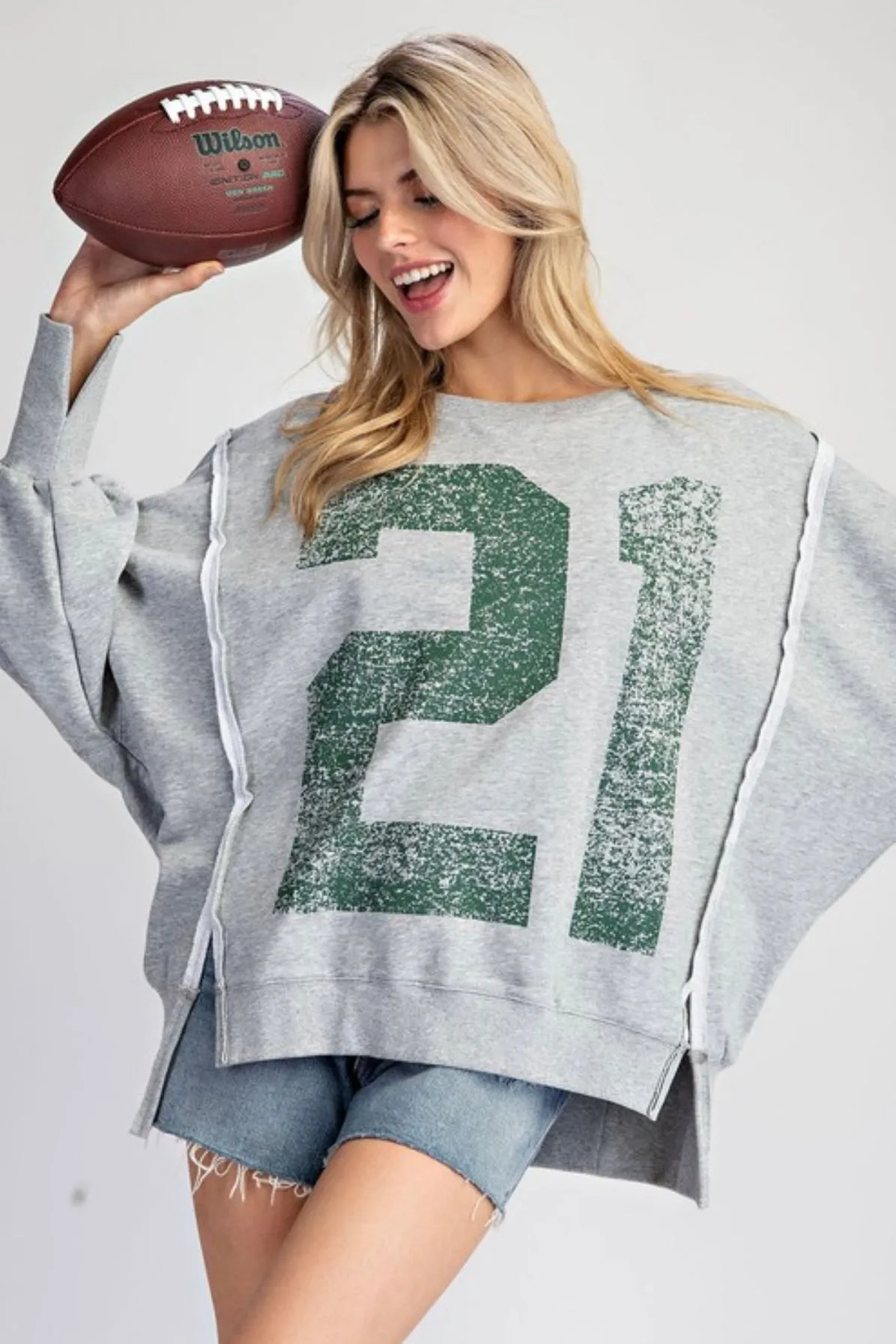 Oversized Faded Varsity Pullover Top