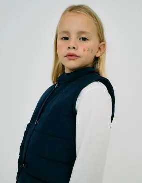 Padded Gilet with Polar Lining for Girls, Dark Blue