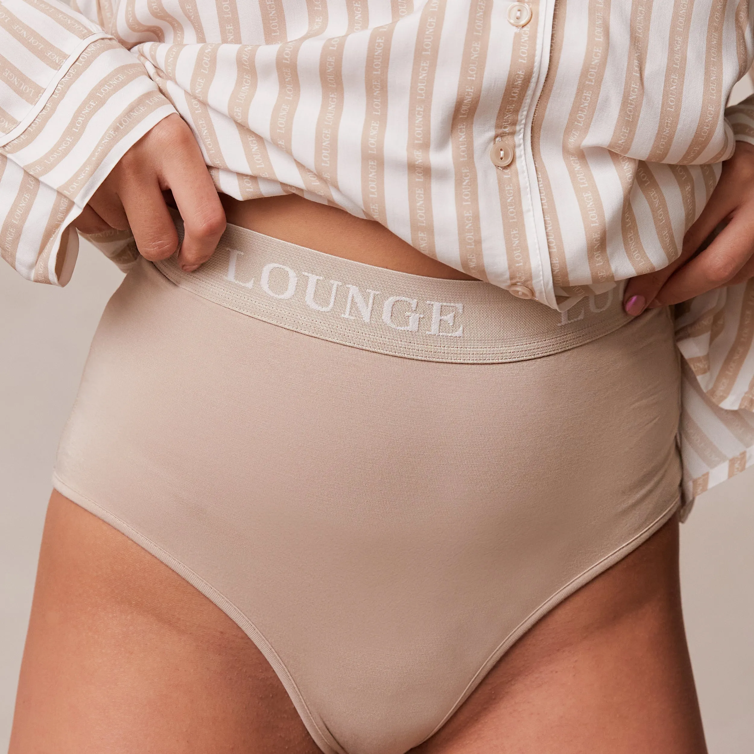 Pinstripe Pyjama Briefs - Mink