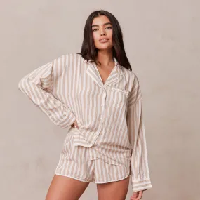 Pinstripe Pyjama Shirt - Mink