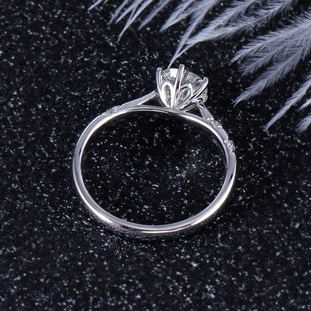 Platinum Plated Silver Moissanite 1 Carat Solitaire Ring