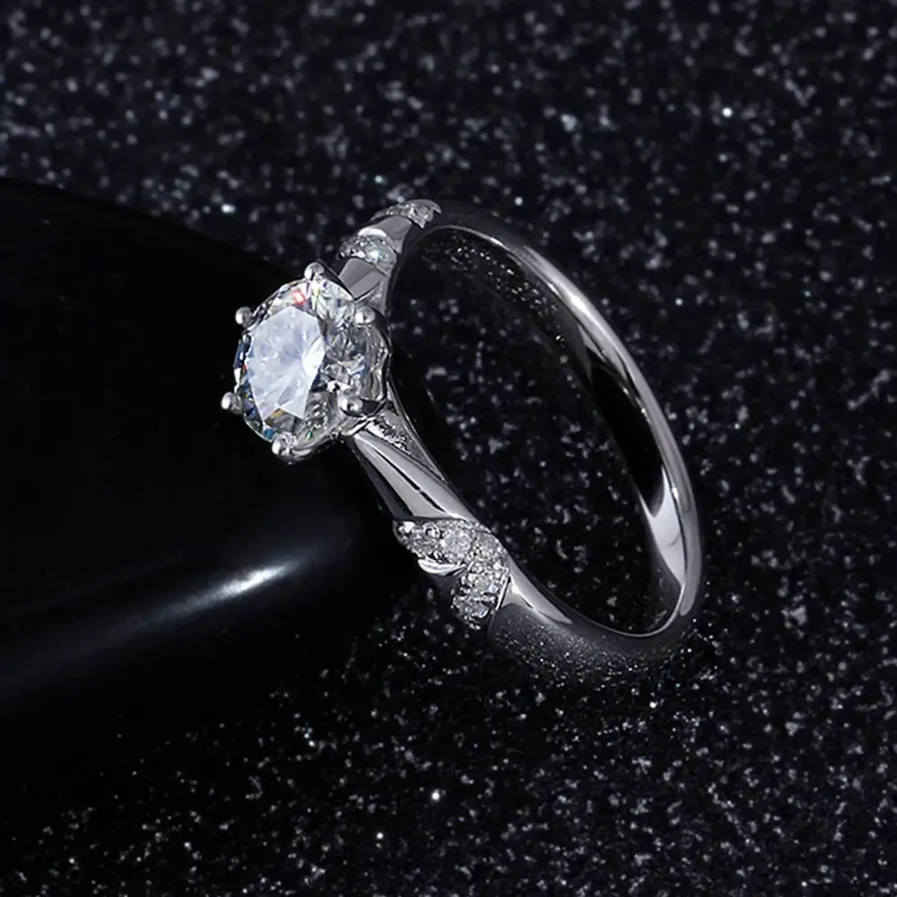 Platinum Plated Silver Moissanite 1 Carat Solitaire Ring