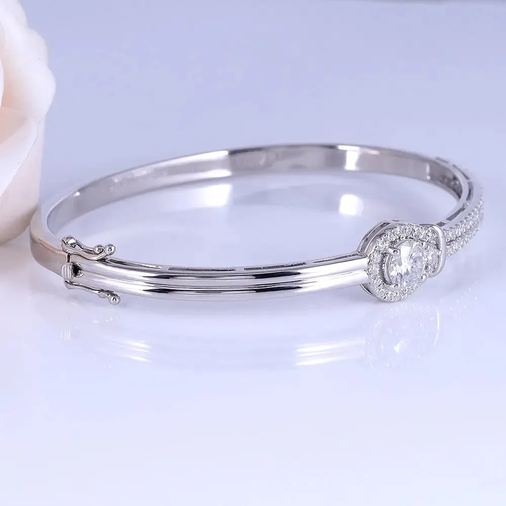 Platinum Plated Silver Moissanite Bracelet 2ctw