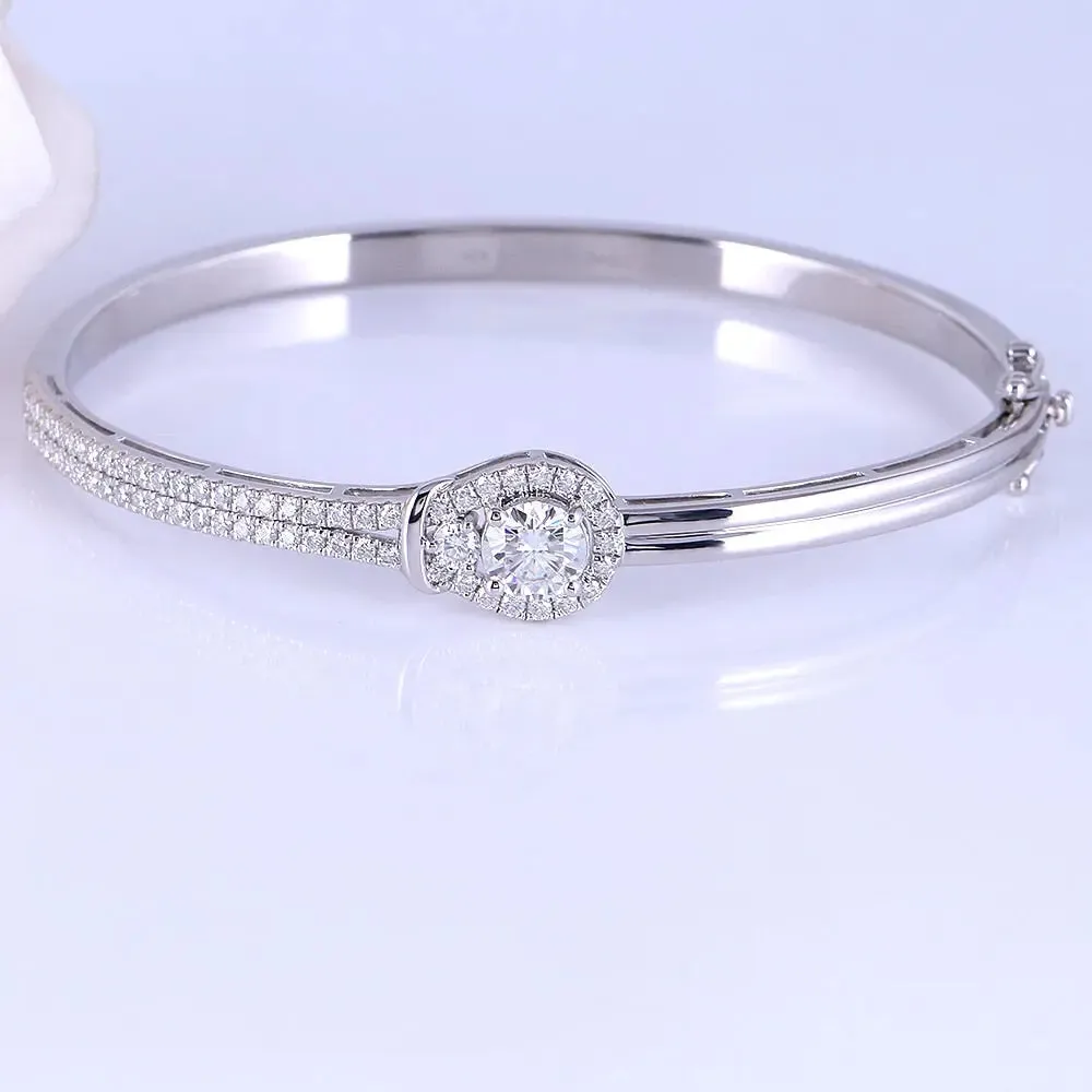 Platinum Plated Silver Moissanite Bracelet 2ctw