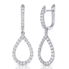 Platinum Plated Silver Moissanite Earrings 1.34ctw