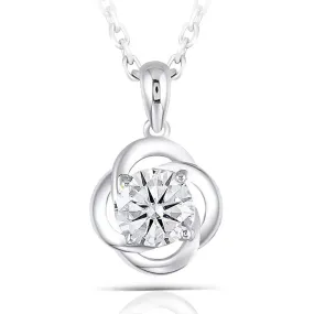 Platinum Plated Silver Moissanite Necklace 0.6ct