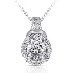 Platinum Plated Silver Moissanite Necklace / Pendant 1.19ct