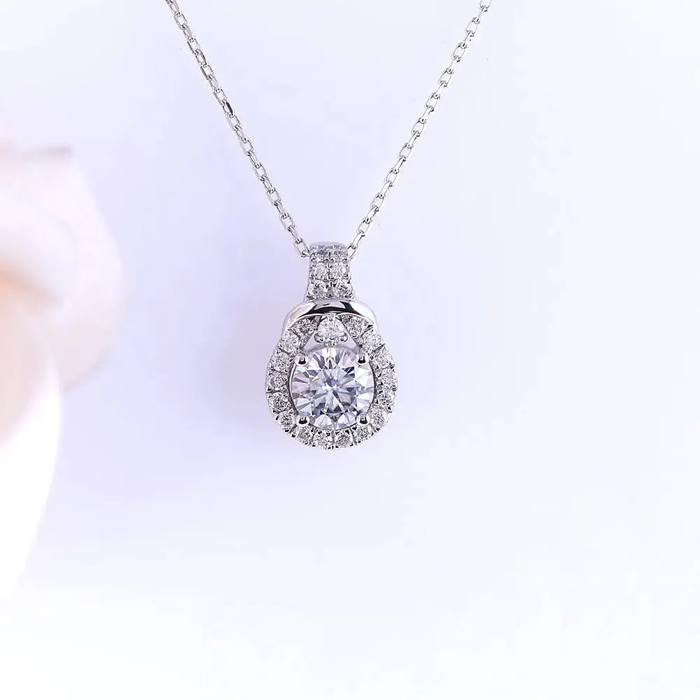 Platinum Plated Silver Moissanite Necklace / Pendant 1.19ct